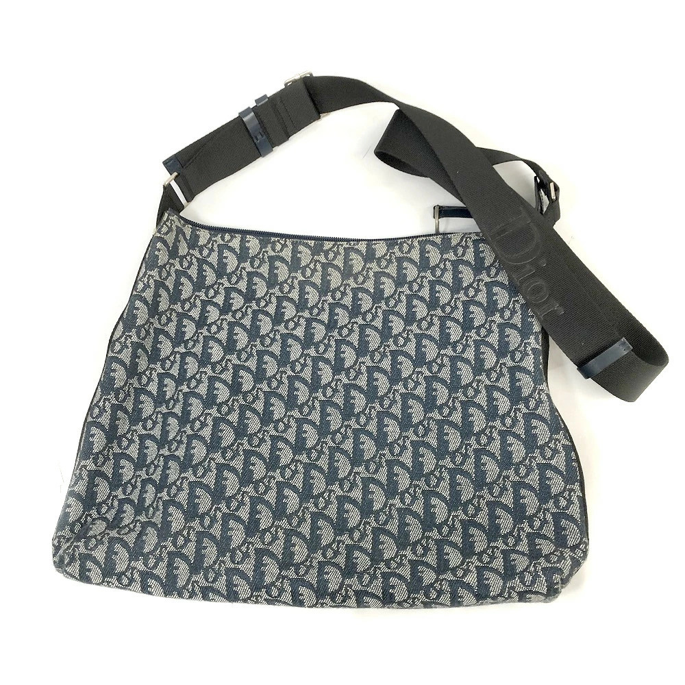 DIOR Shoulder Bag Trotter Canvas Navy Blue